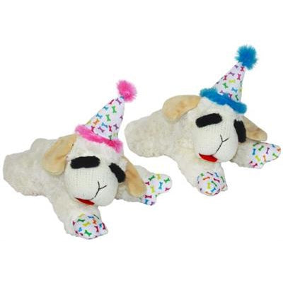 MultiPet Multipet Lamb Chop w/ Birthday Hat Assorted Colors Blue / Pink 10.5"-Dog-Multipet-PetPhenom