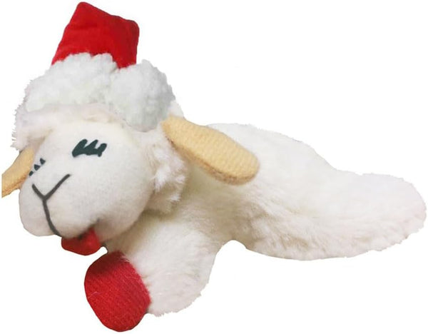 Multipet Holiday Lamb Chop w/ Santa Hat Cat Toy 4"