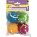 Multipet Minipet Squeaky Tennis Balls Dog Toy Assorted Colors 4-pack 2.5"