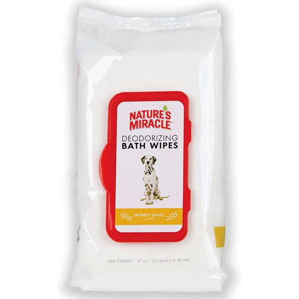 Natures Miracle Deodorizing Dog Bath Wipes Honey Sage, 100 count-Cat-Natures Miracle-PetPhenom