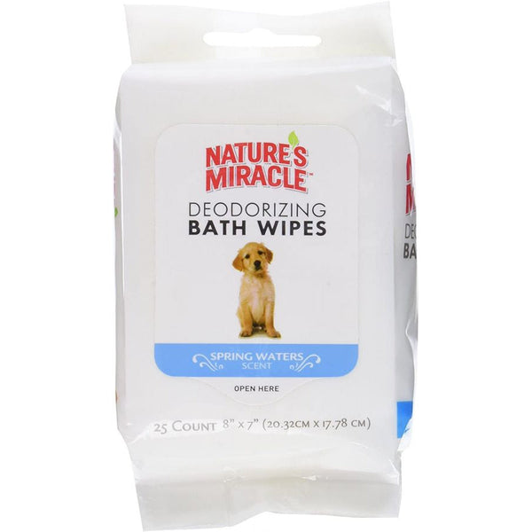 Natures Miracle Deodorizing Dog Bath Wipes Spring Waters, 25 count-Cat-Natures Miracle-PetPhenom