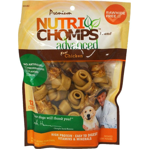 Nutri Chomps Advanced Mini Knot Dog Treat Chicken Flavor, 12 count-Dog-Nutri Chomps-PetPhenom