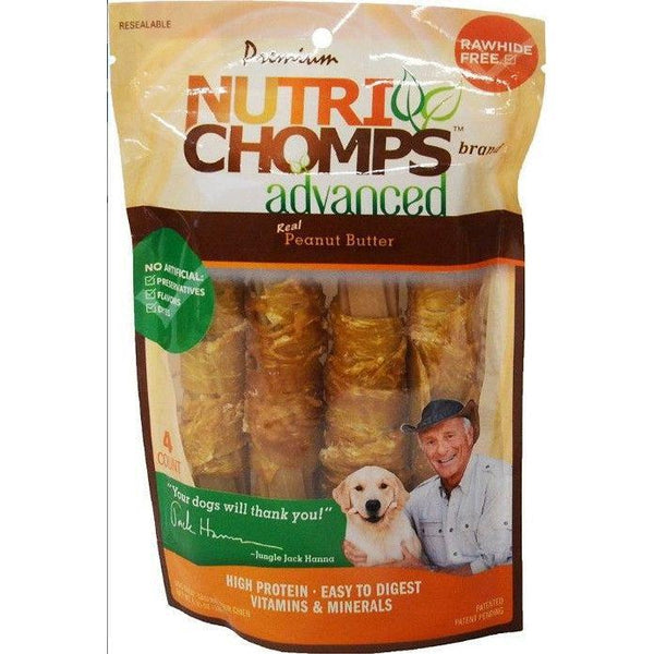Nutri Chomps Advanced Twists Dog Treat Peanut Butter Flavor, 4 count-Dog-Nutri Chomps-PetPhenom
