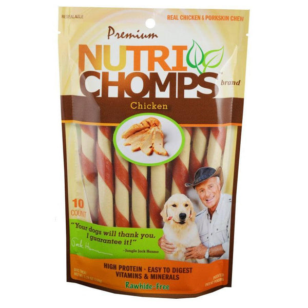 Nutri Chomps Mini Twist Dog Treat Chicken Flavor, 10 count-Dog-Nutri Chomps-PetPhenom