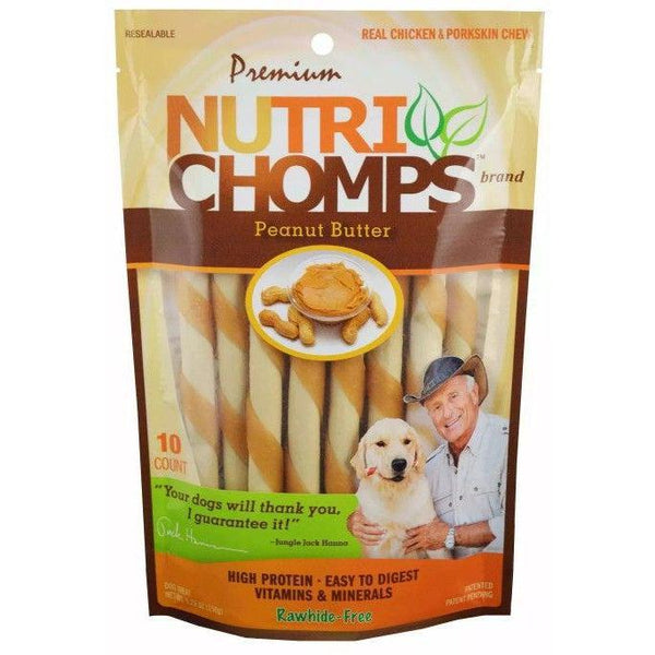 Nutri Chomps Mini Twist Dog Treat Peanut Butter Flavor, 10 count-Dog-Nutri Chomps-PetPhenom