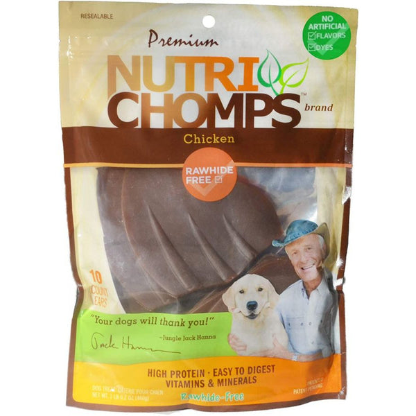 Nutri Chomps Pig Ear Shaped Dog Treat Chicken Flavor , 10 count-Dog-Nutri Chomps-PetPhenom