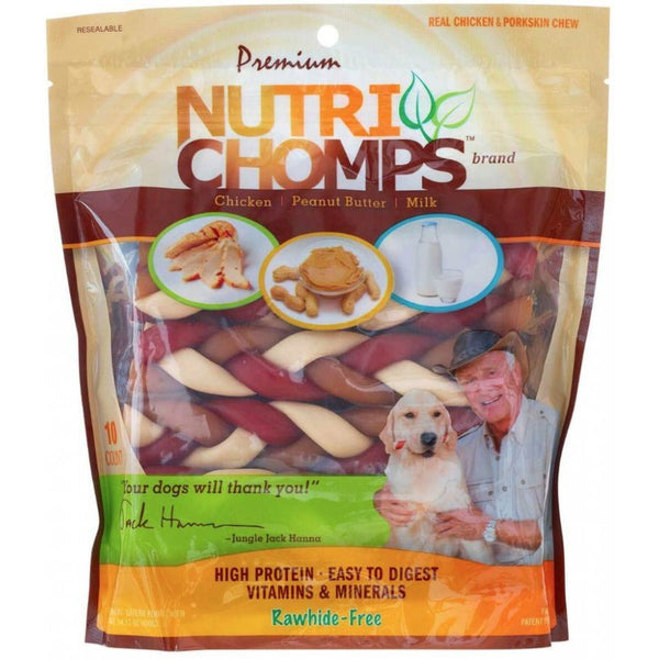 Nutri Chomps Premium Mixed Flavor Braids Dog Chews 6 Inch, 10 count-Dog-Scott Pet-PetPhenom