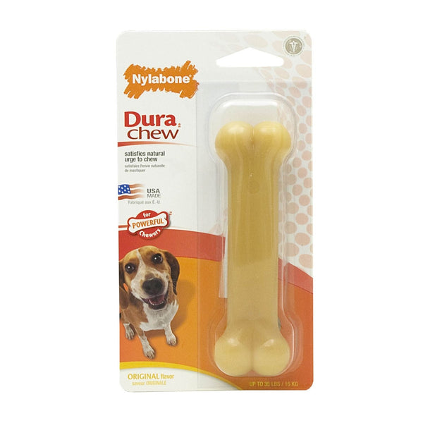 Nylabone Durable Bone Dog Chew Toy White 5" x 1.75" x 1.75"-Dog-Nylabone-PetPhenom