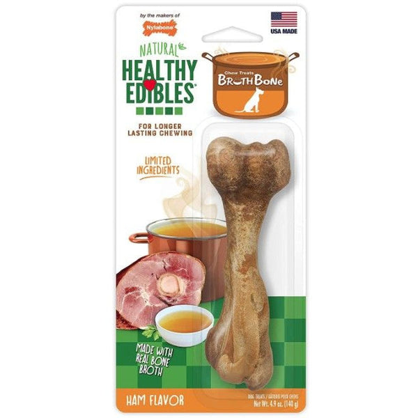 Nylabone Healthy Edibles Broth Bone Ham Flavor Large, 1 count-Dog-Nylabone-PetPhenom