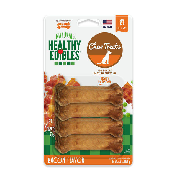 Nylabone Healthy Edibles Longer Lasting Bacon Treats Petite 8 count-Dog-Nylabone-PetPhenom