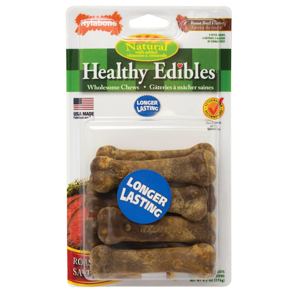 Nylabone Healthy Edibles Longer Lasting Beef Treats Petite 8 count-Dog-Nylabone-PetPhenom