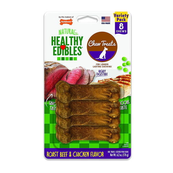 Nylabone Healthy Edibles Longer Lasting Roast Beef and Chicken Treats Petite 8 count-Dog-Nylabone-PetPhenom