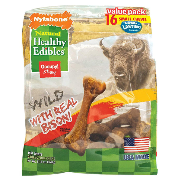 Nylabone Healthy Edibles Wild Chew Treats Bison Small 16 count-Dog-Nylabone-PetPhenom