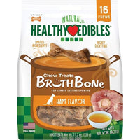 Nylabone Natural Healthy Edibles Broth Bone Chew Treats - Ham Flavor - Small, 16 count-Dog-Nylabone-PetPhenom