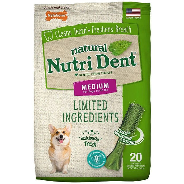 Nylabone Natural Nutri Dent Fresh Breath Dental Chews - Limited Ingredients, Medium - 20 Count-Dog-Nylabone-PetPhenom