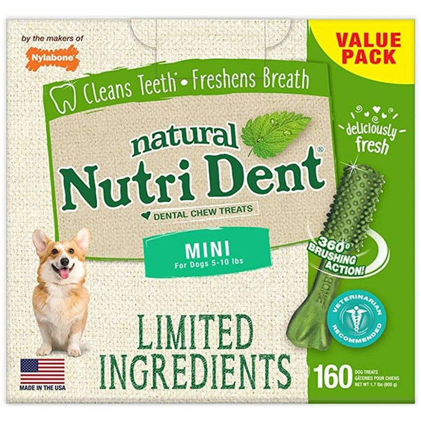 Nylabone Natural Nutri Dent Fresh Breath Dental Chews - Limited Ingredients, Mini - 160 Count-Dog-Nylabone-PetPhenom