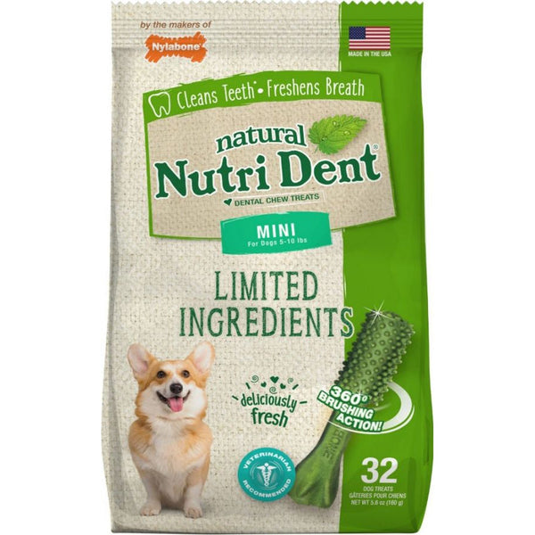 Nylabone Natural Nutri Dent Fresh Breath Dental Chews - Limited Ingredients, Mini - 32 Count-Dog-Nylabone-PetPhenom