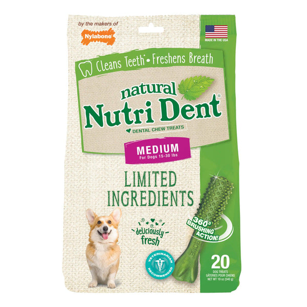 Nylabone Nutri Dent Limited Ingredient Dental Chews Fresh Breath Medium 20 count-Dog-Nylabone-PetPhenom