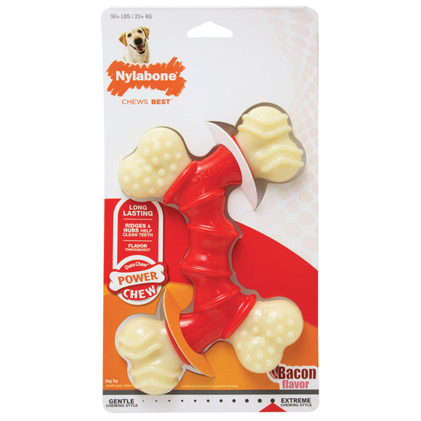 Nylabone Power Chew Double Bone Bacon Chew Toy Souper-Dog-Nylabone-PetPhenom