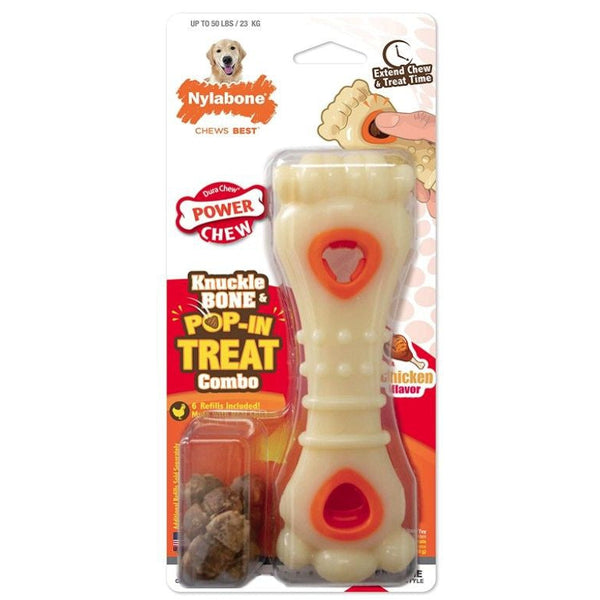 Nylabone Power Chew Knuckle Bone and Pop-In Treat Toy Combo Chicken Flavor Giant, 1 count-Dog-Nylabone-PetPhenom