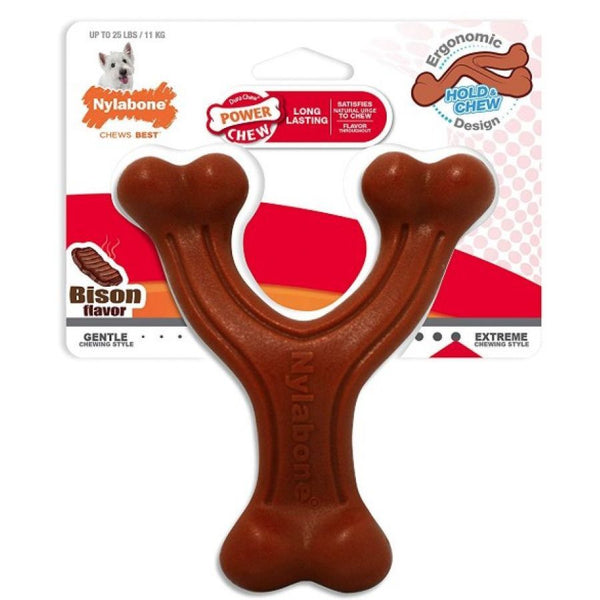 Nylabone Power Chew Wishbone Dog Chew Toy Bison Flavor, Regular - 1 count-Dog-Nylabone-PetPhenom
