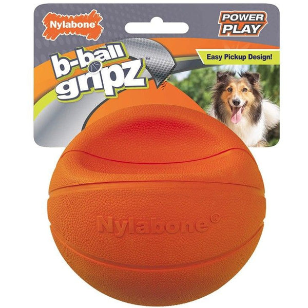 Nylabone Power Play B-Ball Grips Basketball Medium 4.5" Dog Toy, 1 count-Dog-Nylabone-PetPhenom