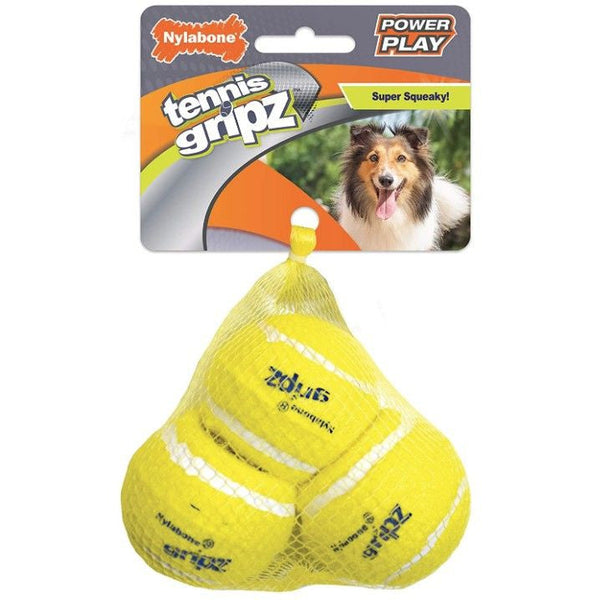 Nylabone Power Play Gripz Tennis Ball Medium, 3 count-Dog-Nylabone-PetPhenom