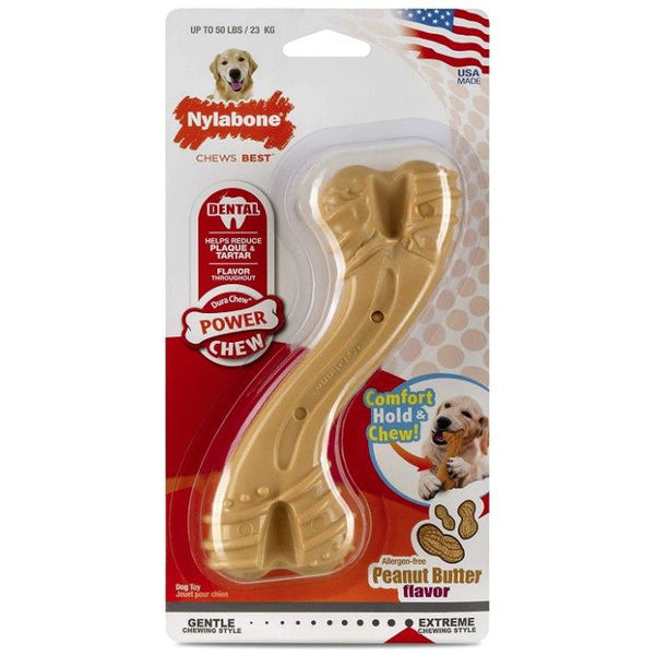 Nylabone Power chew Curvy Dental Chew Peanut Butter Flavor Giant, 1 count-Dog-Nylabone-PetPhenom