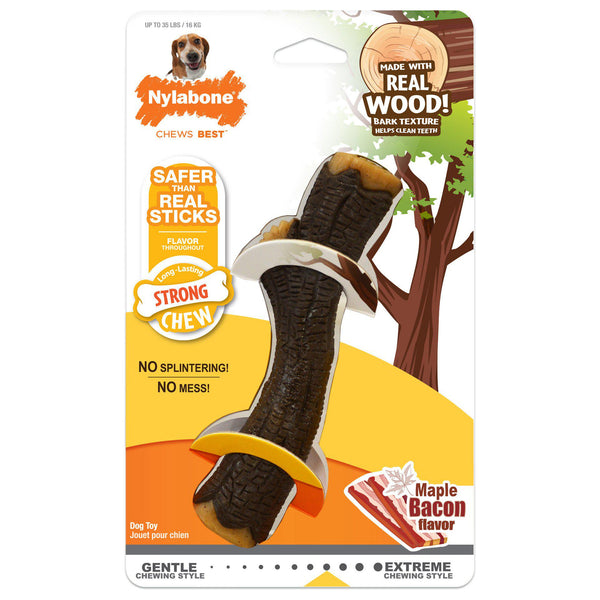 Nylabone Strong Chew Real Wood Stick Dog Chew Toy Maple Bacon Wolf-Dog-Nylabone-PetPhenom
