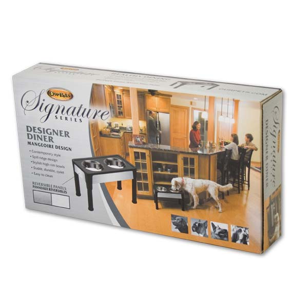Our Pets Signature Series Dog Elevated Panel Feeder Black / Gray 23" x 12.5" x 14"-Dog-Our Pets-PetPhenom