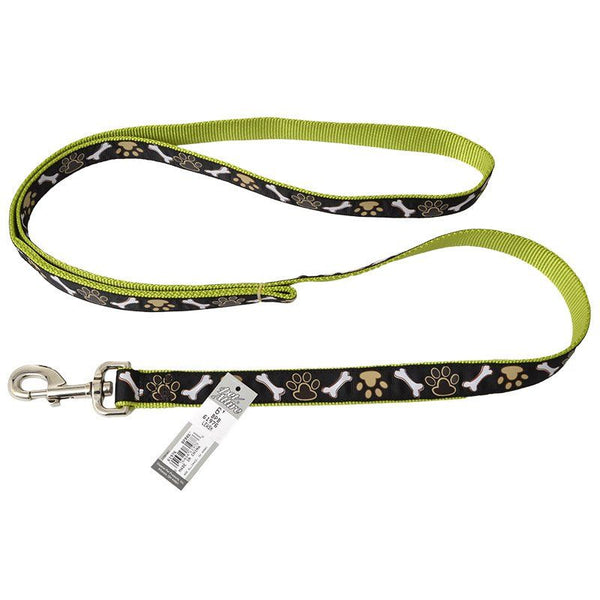 Pet Attire Ribbon Brown Paws & Bones Nylon Dog Leash, 6' Long x 1" Wide-Dog-Coastal Pet Products-PetPhenom