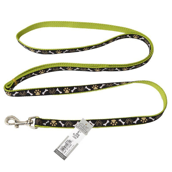 Pet Attire Ribbon Brown Paws & Bones Nylon Dog Leash, 6' Long x 5/8" Wide-Dog-Coastal Pet Products-PetPhenom