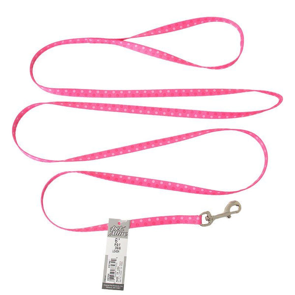 Pet Attire Styles Polka Dot Pink Dog Leash, 6' Long x 3/8" Wide-Dog-Coastal Pet Products-PetPhenom