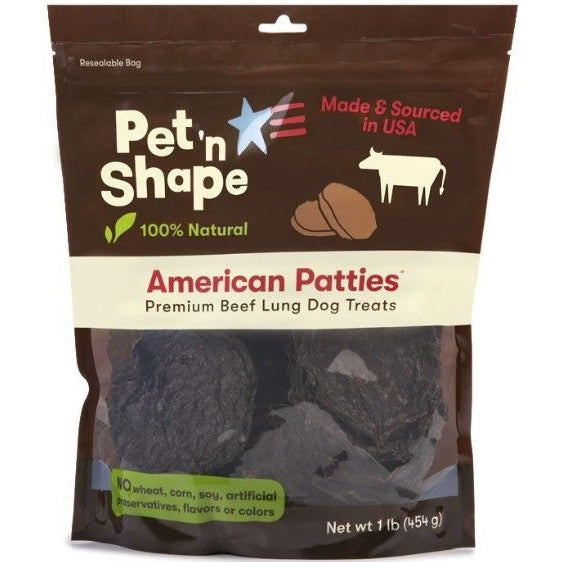 Pet 'n Shape Natural American Patties Beef Lung Dog Treats , 1 lb-Dog-Pet 'n Shape-PetPhenom