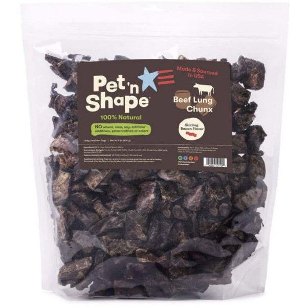 Pet 'n Shape Natural Beef Lung Chunx Dog Treats - Sizzling Bacon Flavor, 2 lb Tub-Dog-Pet 'n Shape-PetPhenom