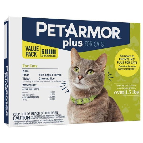PetArmor Plus Flea and Tick Treatment for Cats (Over 1.5 Pounds), 6 count-Cat-PetArmor-PetPhenom