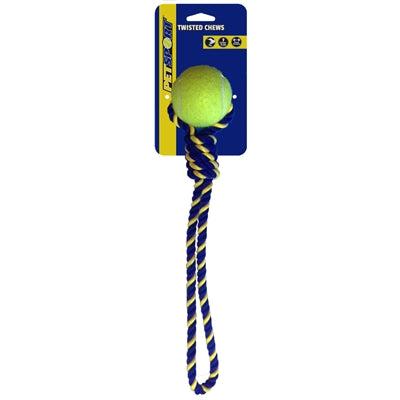 PetSport Twisted Chews-Knotted Cotton Rope Tug with 2.5" Tennis Ball-Dog-PetSport-PetPhenom