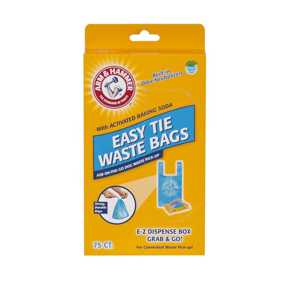 Petmate Arm and Hammer Easy-Tie Waste Bags 75 count Blue 1.5" x 4.5" x 8.5"-Dog-Petmate-PetPhenom