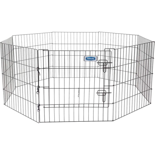 Petmate Exercise Pen Single Door with Snap Hook Design and Ground Stakes for Dogs Black, 24" tall - 1 count-Dog-Petmate-PetPhenom