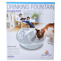 Pioneer Raindrop Ceramic Drinking Fountain - White, 60 oz-Cat-Pioneer Pet-PetPhenom
