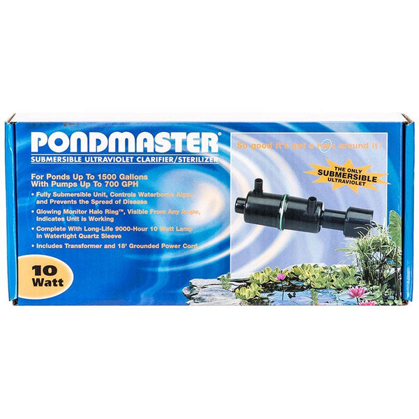 Pondmaster Submersible Ultraviolet Clarifier & Sterilizer, 10 Watts - 700 GPH (1,500 Gallons - .75" Inlet/Outlet)-Fish-Pondmaster-PetPhenom