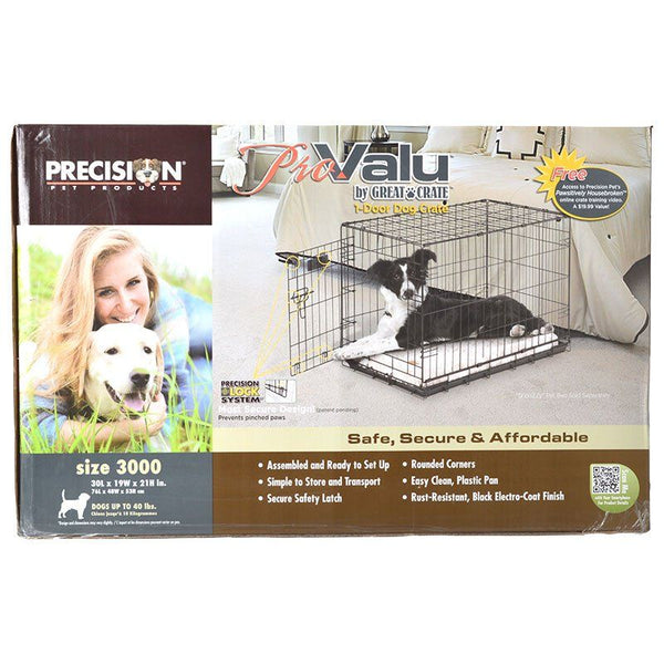 Precision Pet Pro Value by Great Crate - 1 Door Crate - Black, Model 3000 (30"L x 19"W x 21"H) For Dogs up to 40 lbs-Dog-Precision Pet-PetPhenom