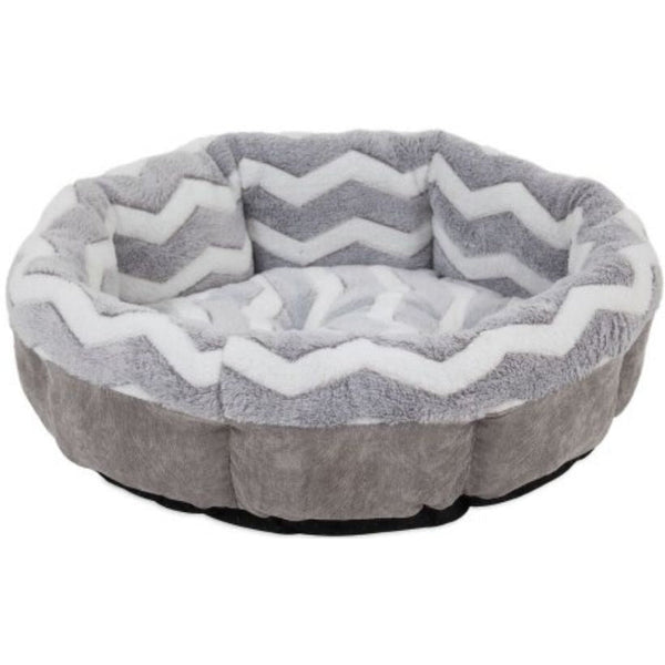 Precision Pet Snoozz ZigZag Round Pet Bed Gray And White , 21" wide-Dog-Precision Pet-PetPhenom