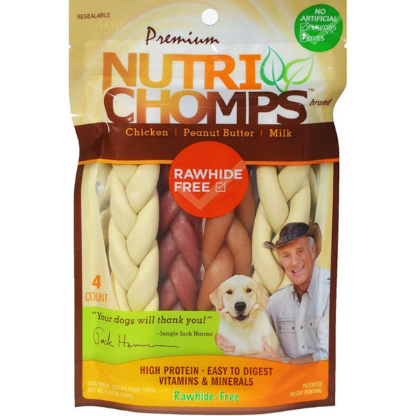 Premium Nutri Chomps Rawhide Free Chicken, Peanut Butter, Milk Dog Treats, 4 count-Dog-Scott Pet-PetPhenom