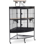 Prevue Pet Products Corner Bird Cage w/Playtop Bird Cage - Black-Bird-Prevue Pet Products-PetPhenom