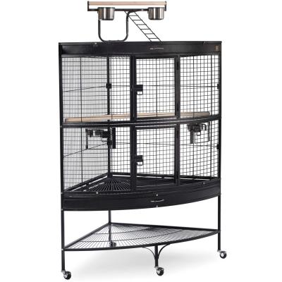 Prevue Pet Products Corner Bird Cage w/Playtop Bird Cage - Black-Bird-Prevue Pet Products-PetPhenom