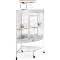 Prevue Pet Products Corner Bird Cage w/Playtop Bird Cage - White-Bird-Prevue Pet Products-PetPhenom