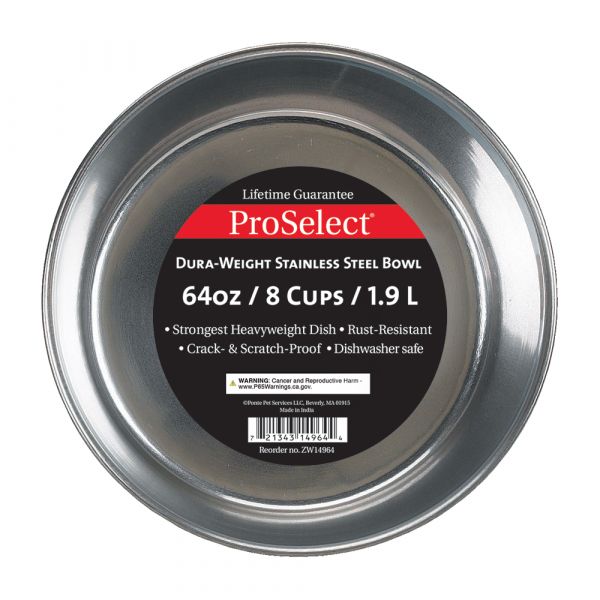ProSelect® ProSelect® Dura-Weight Stainless Steel Bowls -2 Quart (64 oz/-Dog-ProSelect-PetPhenom