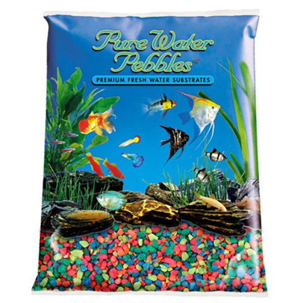 Pure Water Pebbles Aquarium Gravel - Neon Rainbow, 5 lbs (3.1-6.3 mm Grain)-Fish-Pure Water Pebbles-PetPhenom