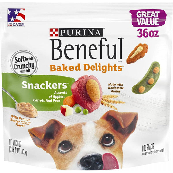 Purina Beneful Baked Delights Snackers with Apples, Carrots, Peas, and Peanut Butter Dog Treats, 36 oz-Dog-Purina-PetPhenom